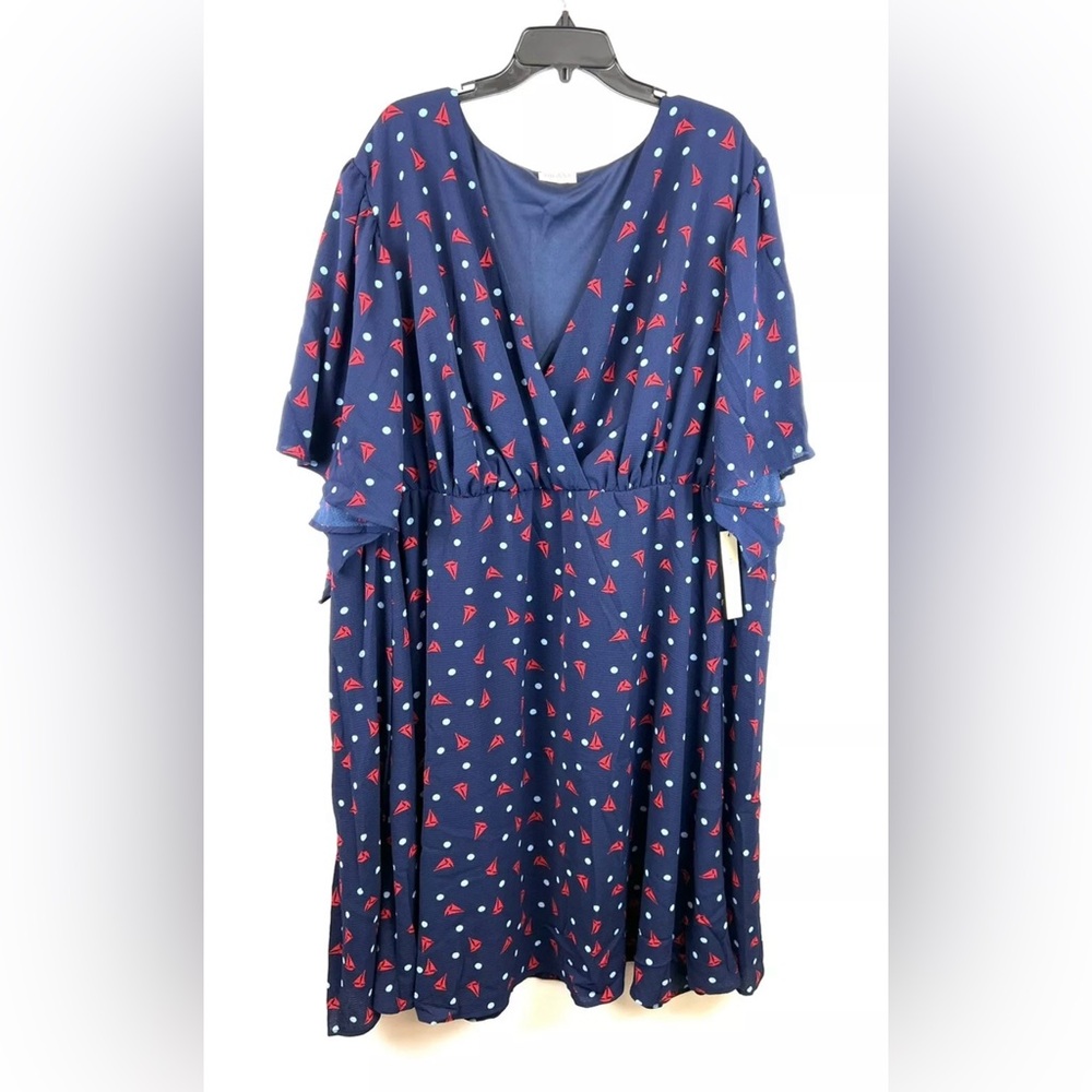 Kiyonna Women’s Navy Blue Short Sleeve Knee Lenth Dress Plus Size 5X